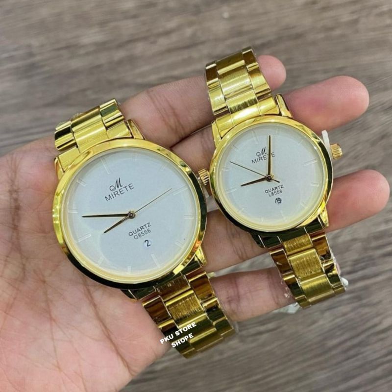 Terlaris (BISA COD) Jam Tangan Couple Mirete Original Fitur Tanggal Aktif Waterresist // Jam Tangan Pria/Wanita Tali Rantai Anti Air // Jam Tangan Couple Kasual Analog Quart Kekinian Dan Terlaris // Jam Tangan Couple Murah Dan Simple