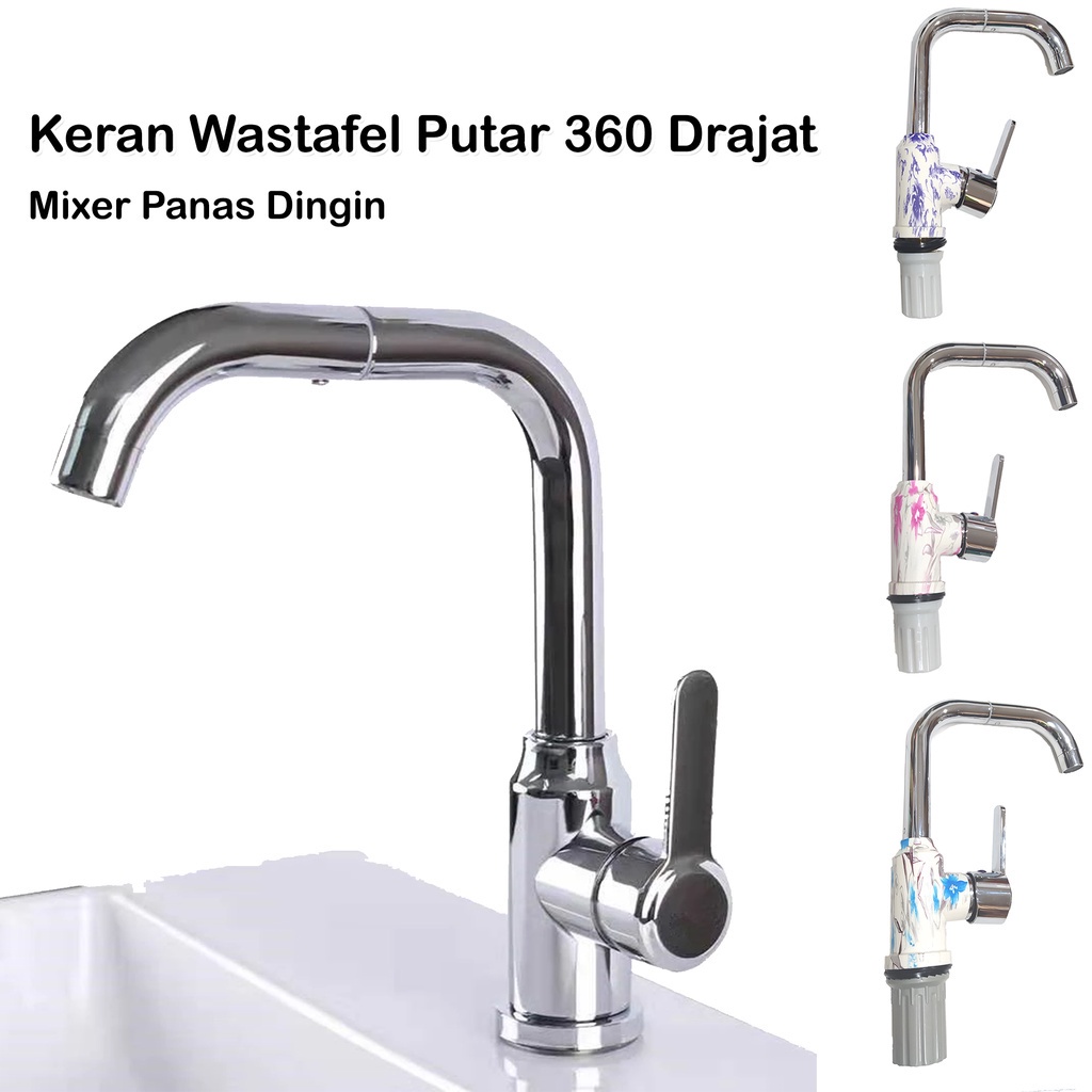 (SerbaSerbi)Kran Mixer P&amp;D Meja Wastafel 360 derajat Body Plastik