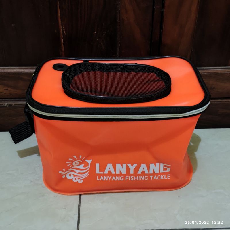 Ember lipat portable eva tempat wadah ikan memancing box bucket fishing 35 40 cm-Langyang orange 35 c