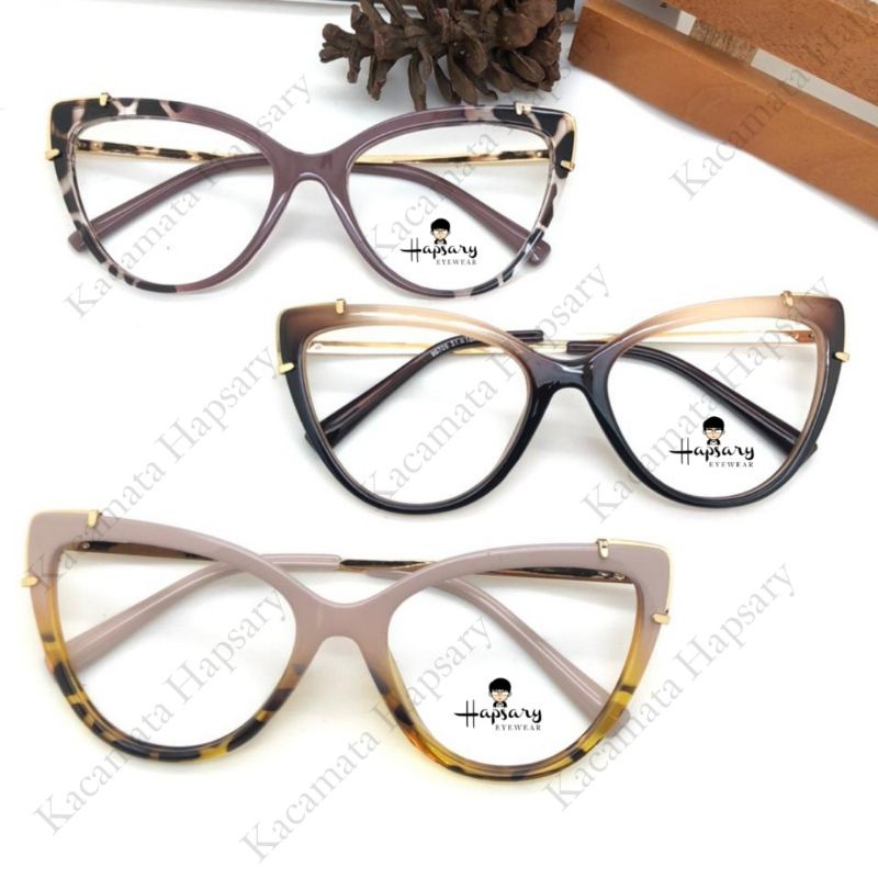 Kacamata Minus Antiradiasi Frame Wanita Cat eye 95709 | Anti UV Photocromic &amp; Bluecromic