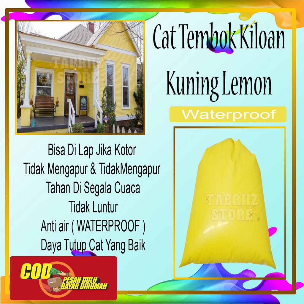 Cat rumah tembok paling bagus 5 kg promo / Cat minyak warna Lemon / Cat kiloan 1 kg gratis ongkir / 