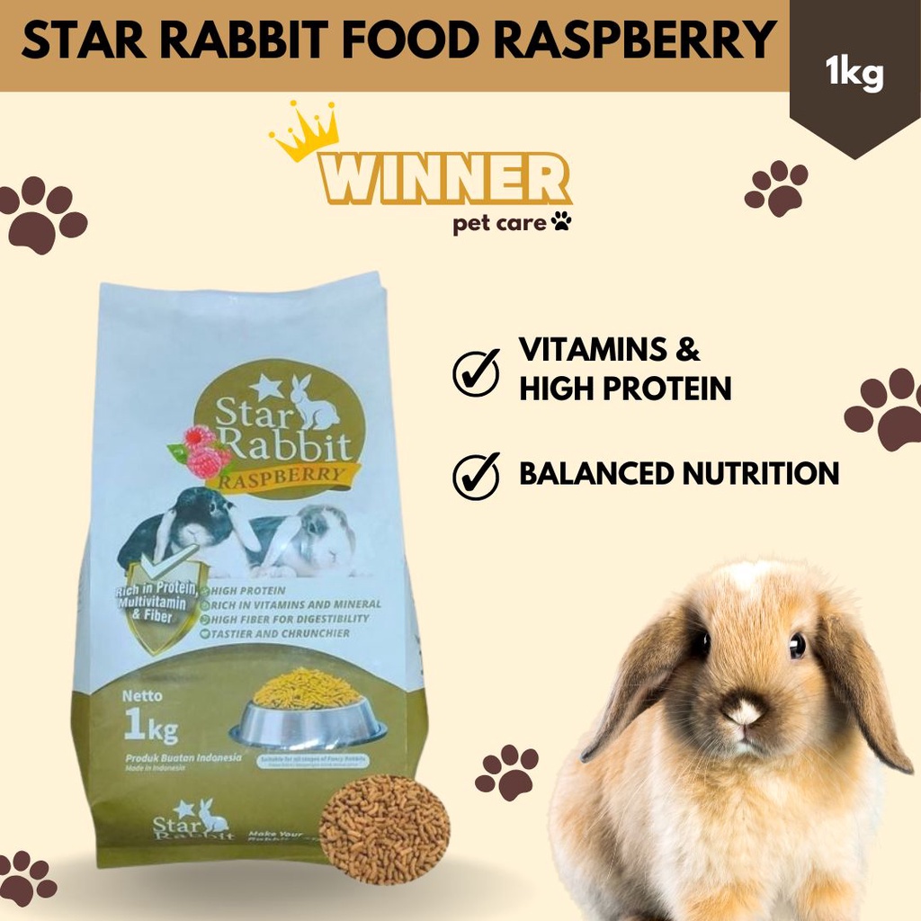 Star Rabbit Raspberry Rabbit Food Makanan Kelinci Freshpack 1kg