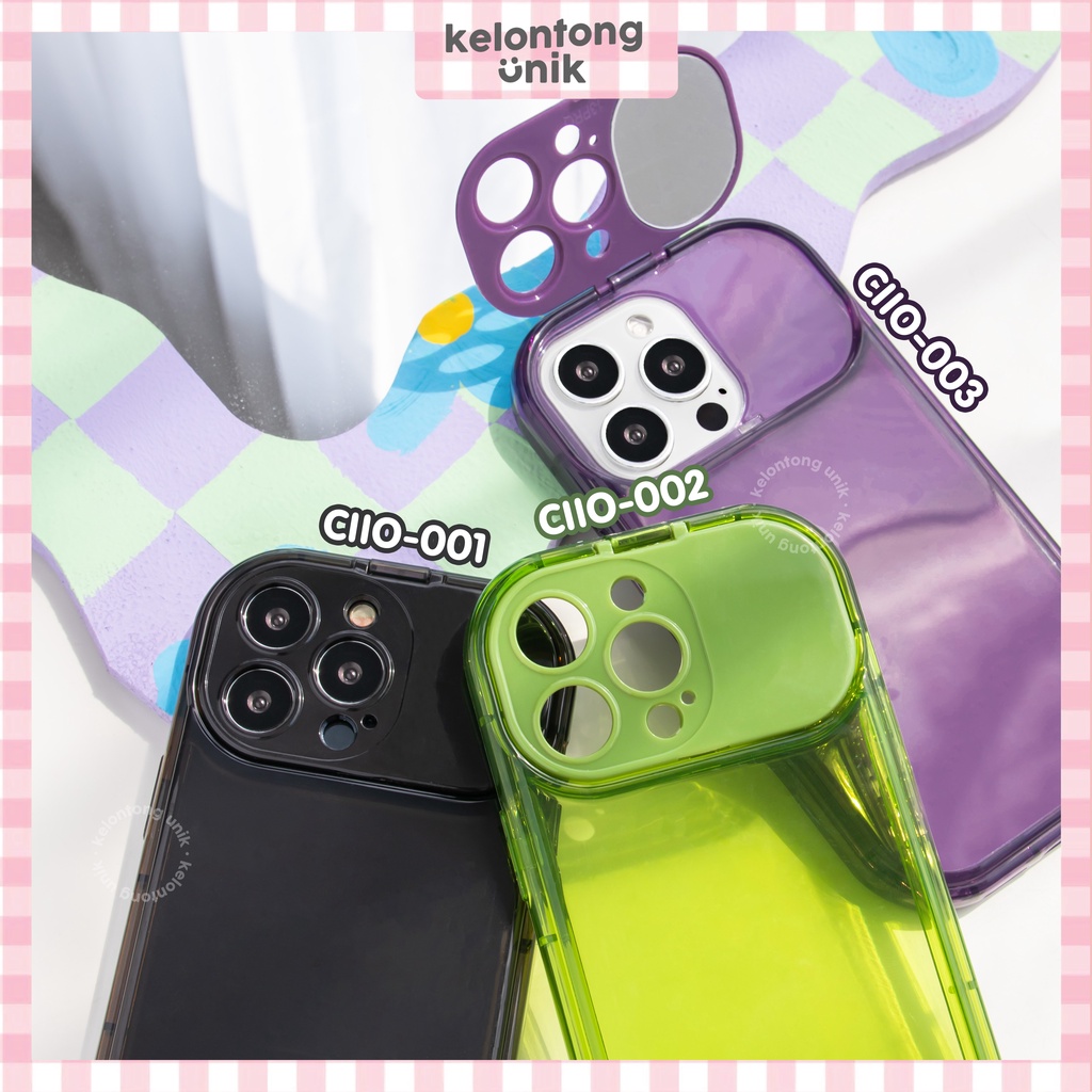 (Seri 1) For iPhone - Oval Flip Mirror Shockproof Case