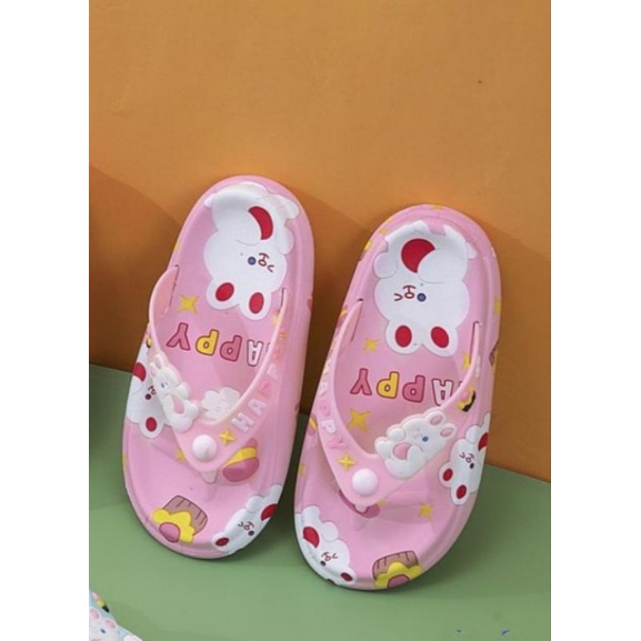 Sandal anak terbaru Sandal import bekro Sendal karet pcu trendy empuk nyaman Selop wanita motif Cute happy