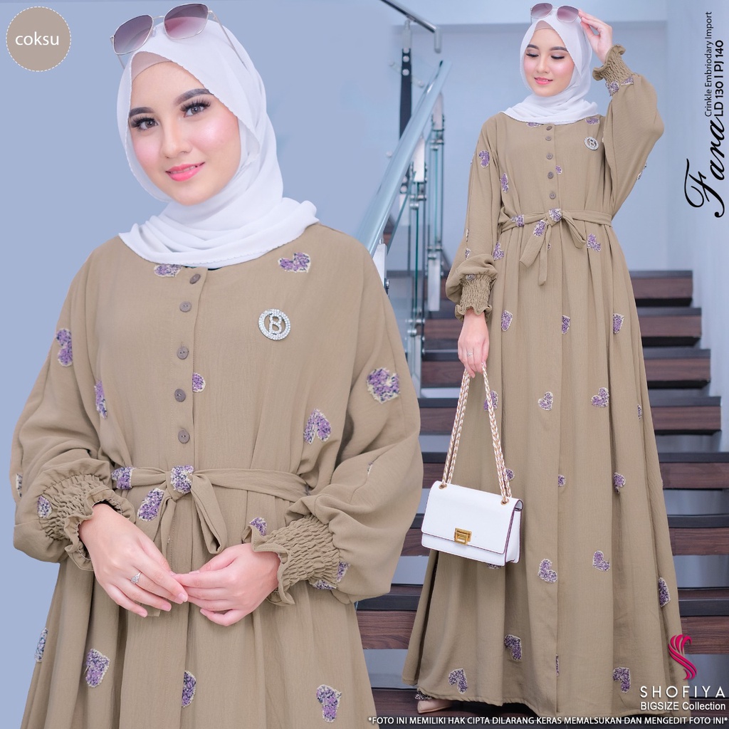 fara maxy maxi dress dres pakaian baju gamis gaun longdress mayung motif super jumbo ld 130 big over