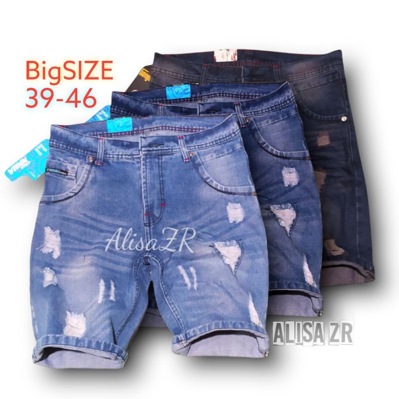 BIGSIZE 39-44 CELANA ROBEK CELANA JEANS PENDEK PRIA DEWASA MASA KINI TERLARIS