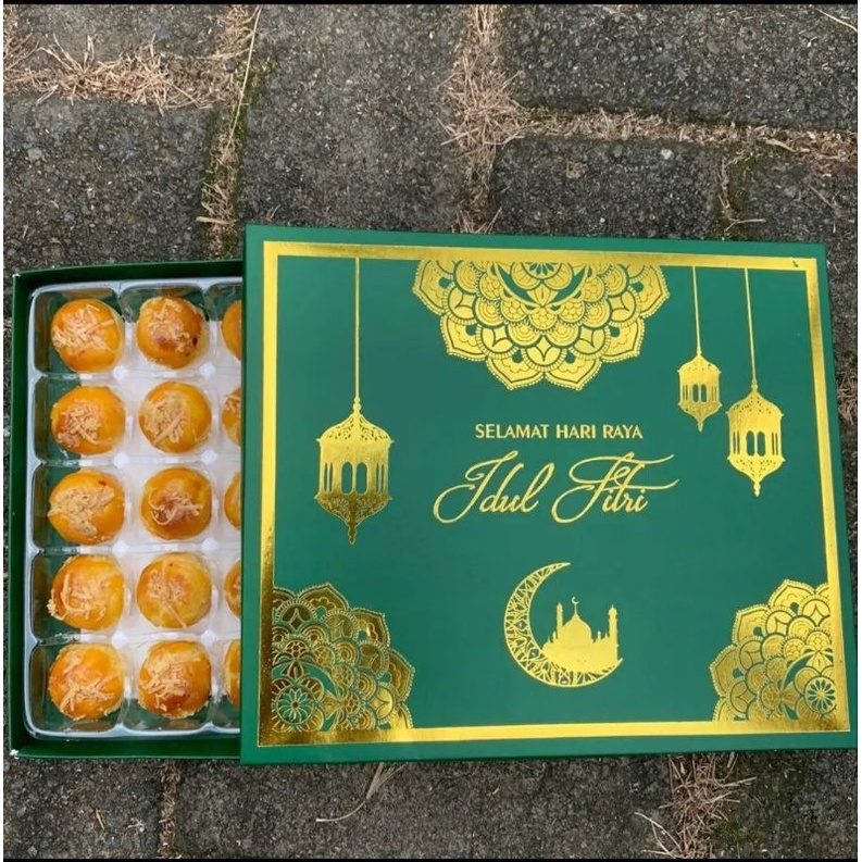 BOX LEBARAN IDUL FITRI NASTAR, KUE KERING, LAPIS LEGIT - HIJAU LAMPION