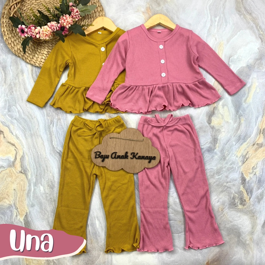 1-3THN SETELAN ANAK UNA ONESET ANAK PREREMPUAN SET KNIT RIB