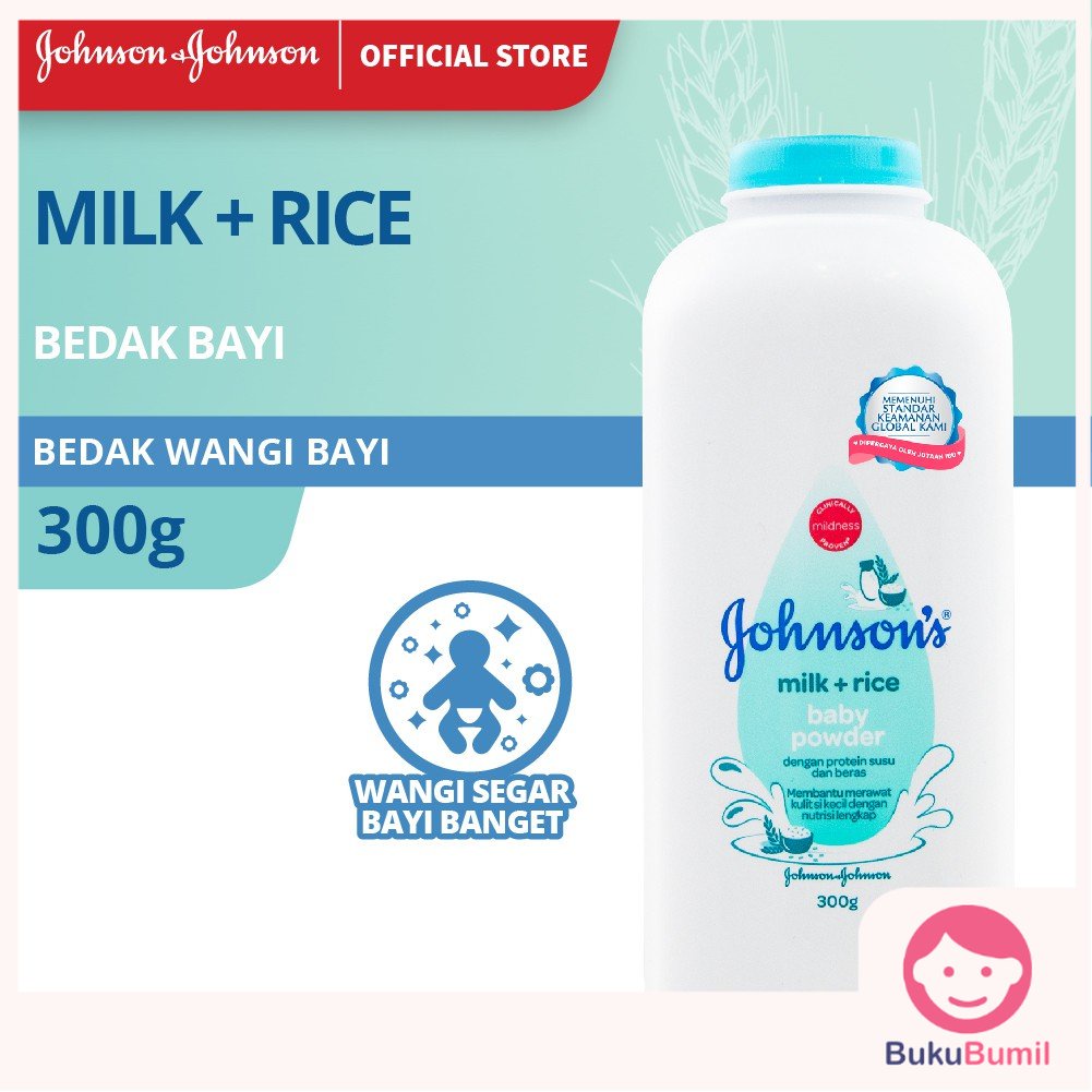 JOHNSON'S Milk + Rice Baby Powder - Bedak Bayi 300gr Perlengkapan Bayi