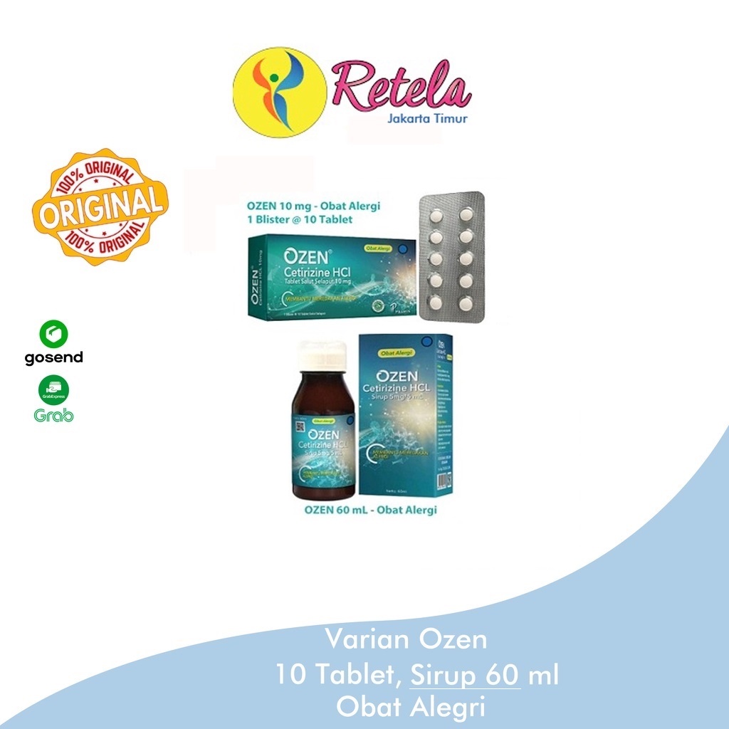 Ozen Cetirizine 10mg 1 Blister @10 Tablet / Ozen Sirup 60 ml Cet 5mg/5ml | Membantu Meredakan Alergi