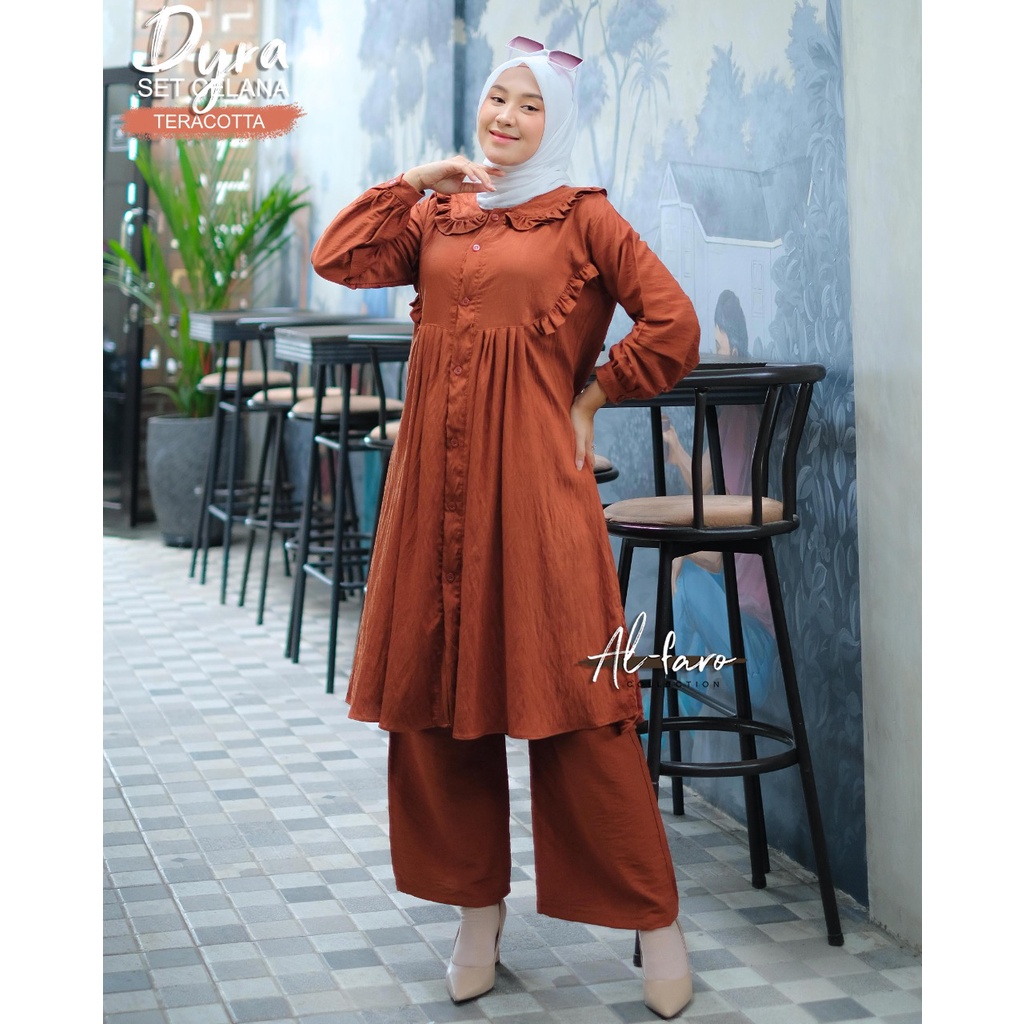 ONE SET CELANA SELLY POLO LINEN DAN FARHA ITYCREPE AL FARO ALFARO TERBARU CELANA REMPEL REMAJA OOTD ORIGINAL