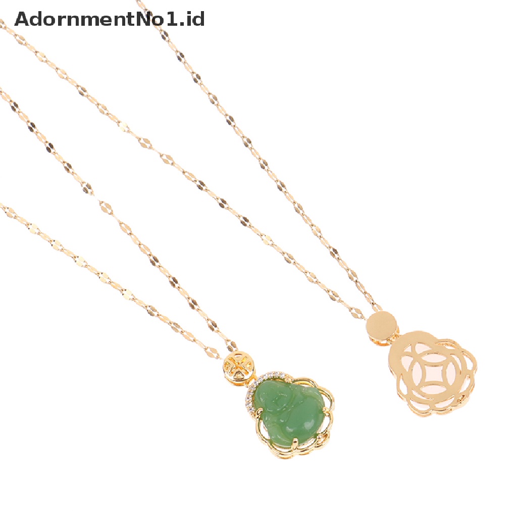 [AdornmentNo1] Kalung Liontin Zirkon Hias Buddha Ukir Retro Jimat Perhiasan Religi [ID]