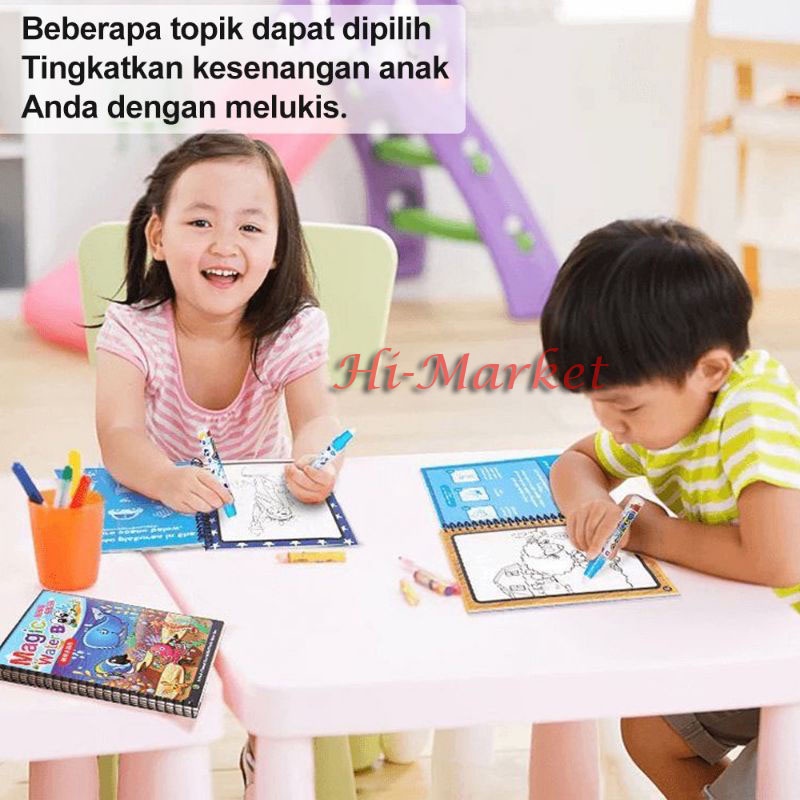 Magic Water Book Buku Mewarnai Air Magic Water Drawing Painting Book Buku Gambar Mewarnai Edukasi Stationery Buku Warnai Ajaib