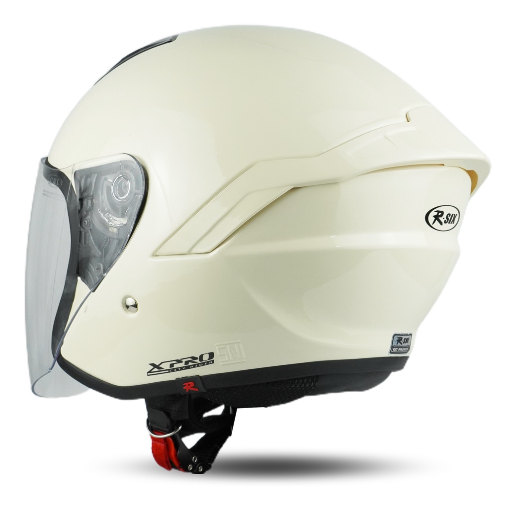 RSIX HELM POLOS DEWASA SNI SERIES WARNA CREAM VISOR SILVER