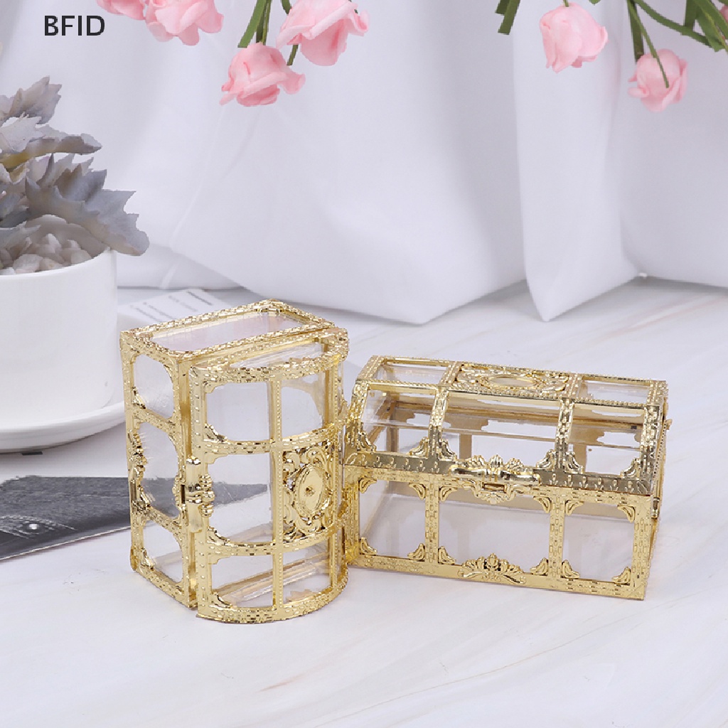 [BFID] 1pc Kotak Penyimpanan Portable Candy Hollow Gold Silver Treasure Chest Case Organizer [ID]