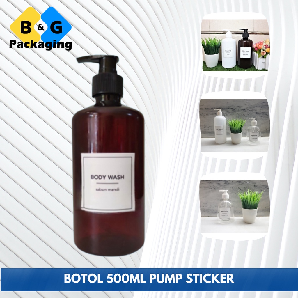 BOTOL REFILL SABUN AESTHETIC / BOTOL SABUN CAIR PUMP LABEL STICKER 500ML