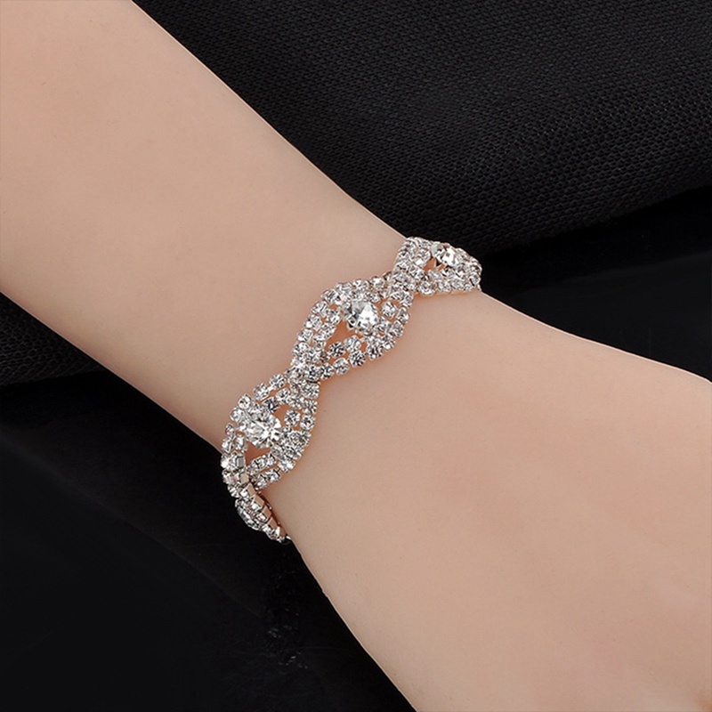 Elegan Deluxe Austria Gelang Kristal Wanita Infinity Berlian Imitasi Bangle Hadiah