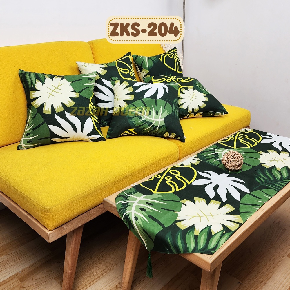 ZKS - Paket Sarung Bantal Sofa dan Taplak Meja Tamu MOTIF SERASI