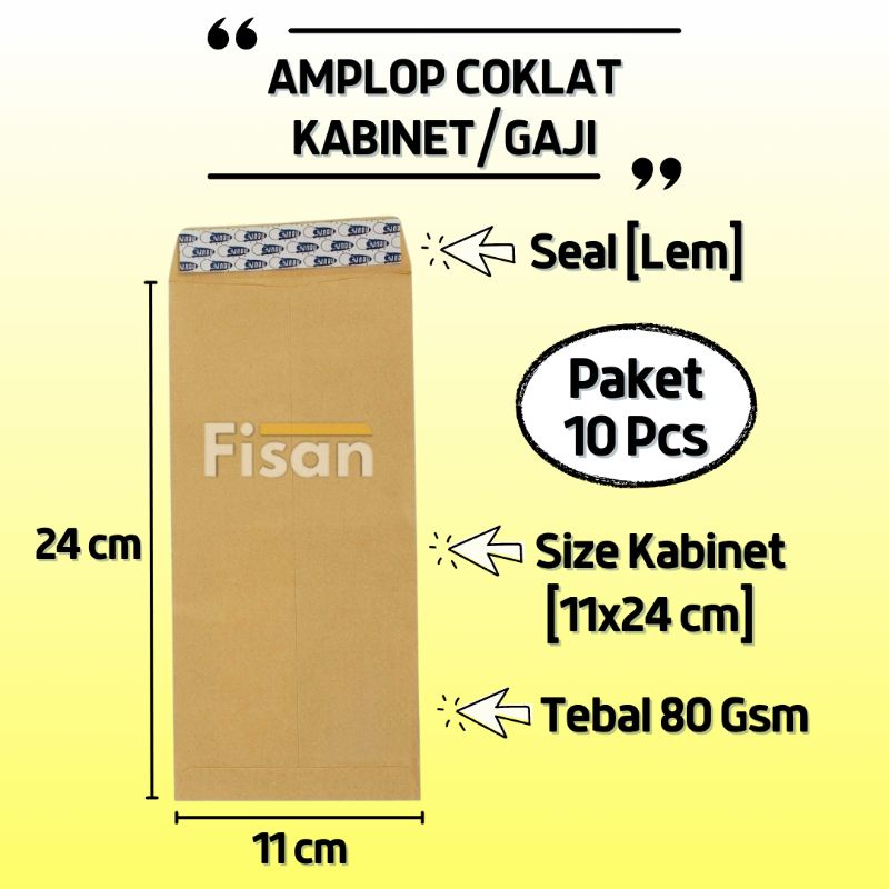 

10 Pcs Amplop Coklat Polos Kabinet Seal (Pakai Lem)