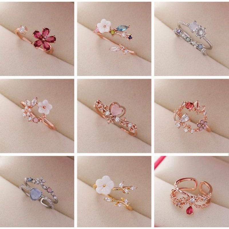 CINCIN FASHION MOTIF BUNGA AJUSTABLE SIZE ANTI KARAT CANTIK FLOWER RING COLLECTION