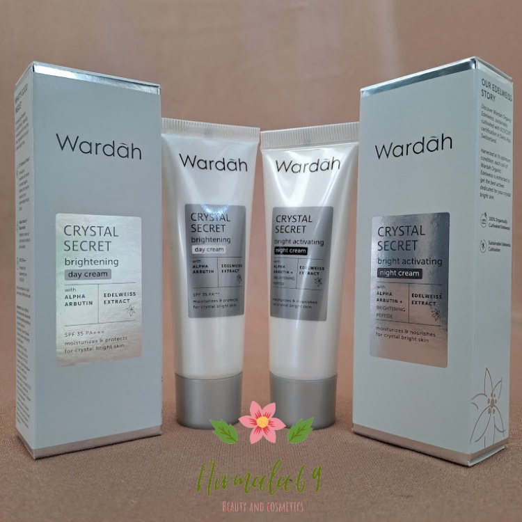 Wardah Crystal Secret Day & Night cream spf 35,PA+++ 15ml/Paket wardah cream siang malam/krim wardah