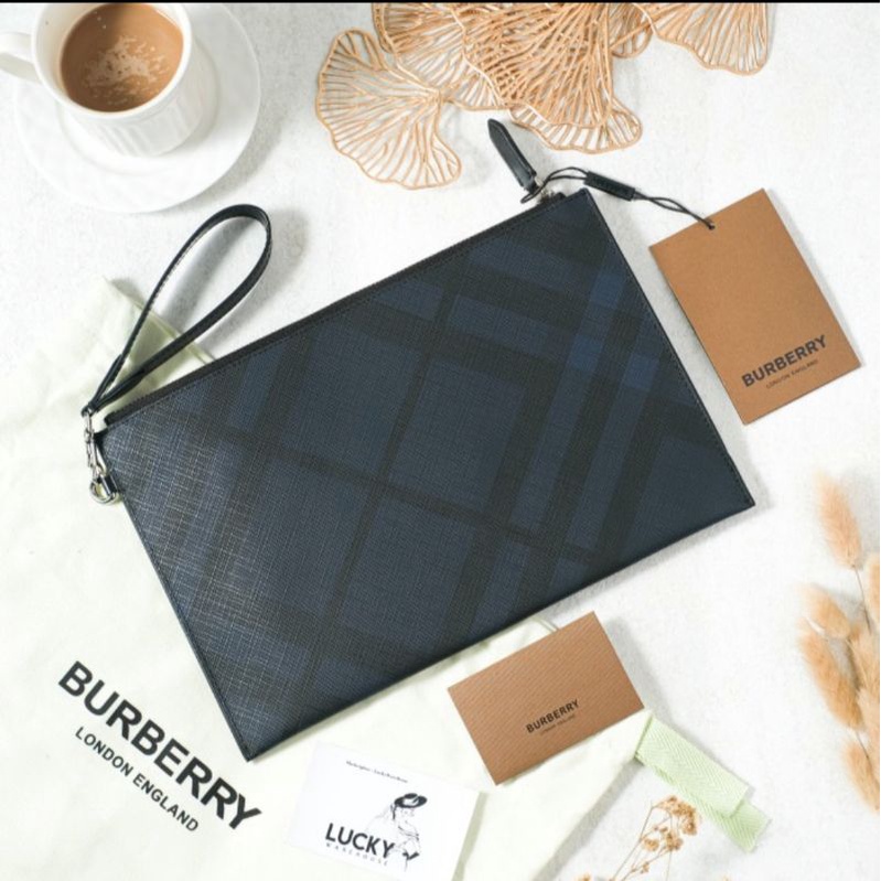 Burberry Classic Clutch In Blue - ORIGINAL 100%