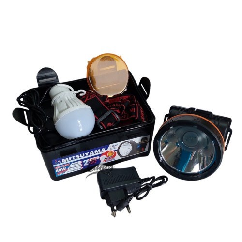 COD Senter Kepala 80 Watt Cahaya Putih Mitsuyama MS-149P Headlamp + Bohlam