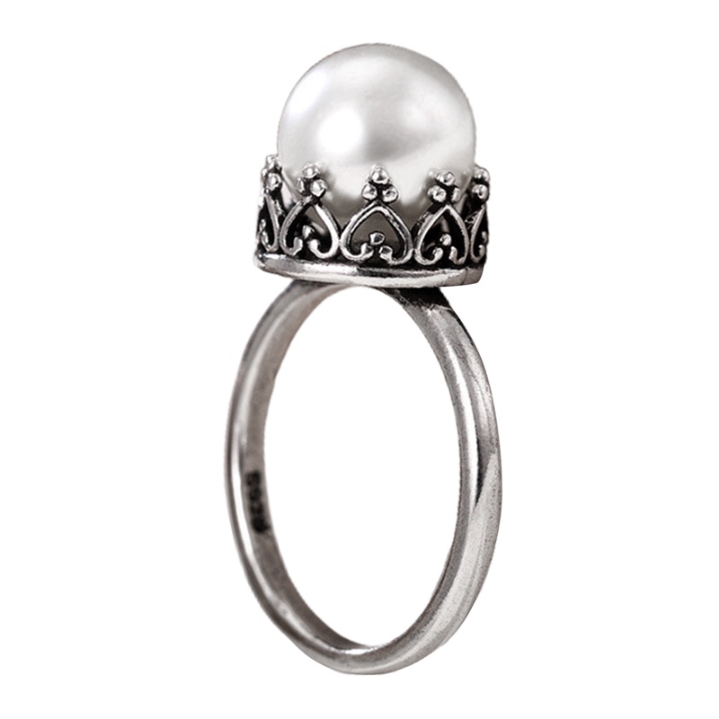 Cincin Mutiara Simulasi Antik Warna Vintage Untuk Wanita Elegan Lady's Rings Aksesoris Pesta Anniversary Tren Perhiasan