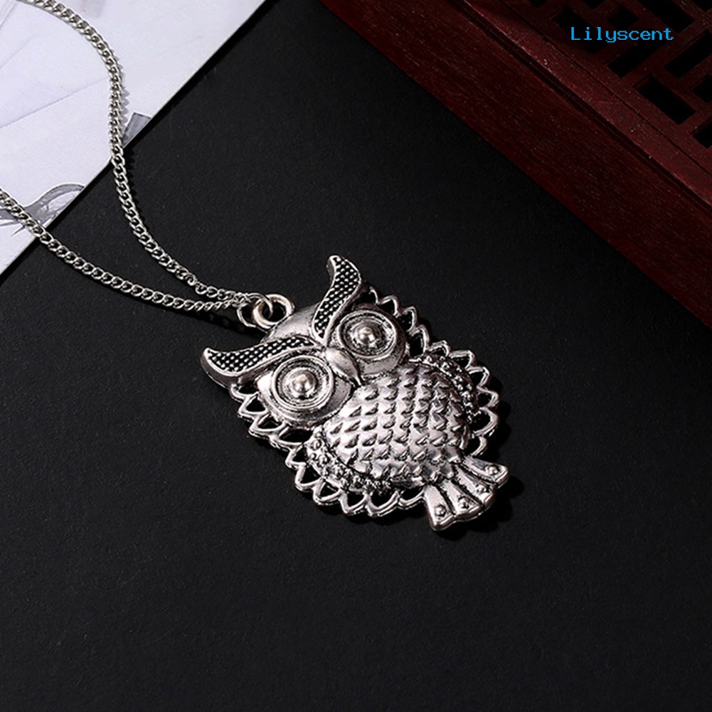 Ls Wanita Vintage Lucu Hollow Owl Hewan Liontin Panjang Kalung Sweater Rantai Perhiasan