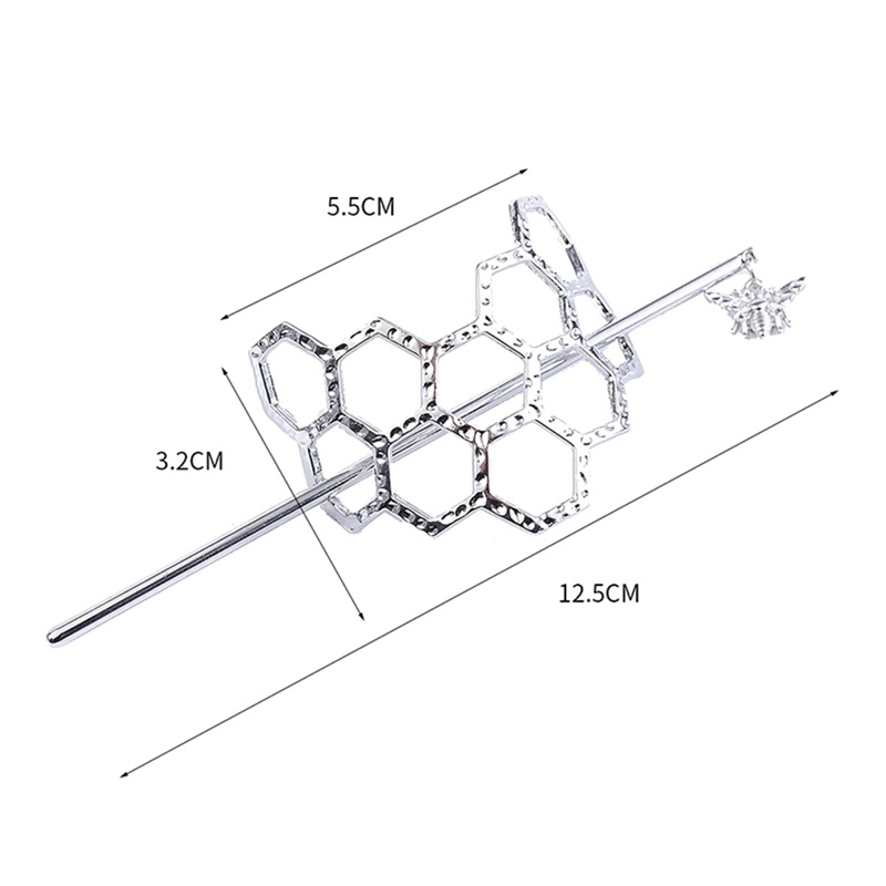 Aksesori Rambut Lebah Dan Honeycomb Hair Fork Hairpin Knotwork Hairpin Untuk Wanita Gadis Perhiasan Lebah Madu Jepit Rambut Logam