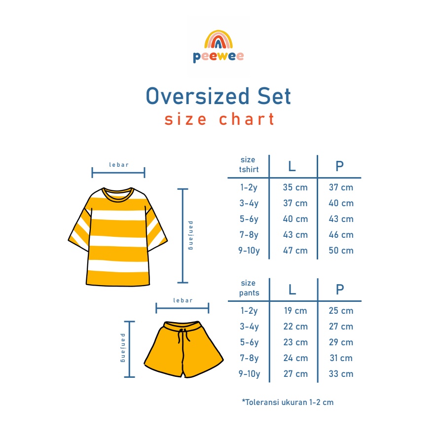 PEEWEE Oversized Striped Kids Set Setelan Anak