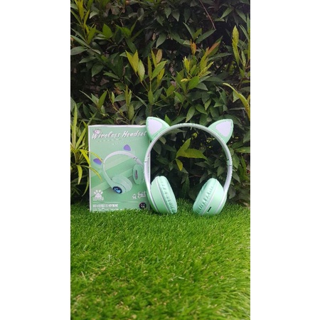 HEADSET HEADPHONE BANDO CAT MZ-023 LED TELINGA KUCING WIRELESS BLUETOOTH