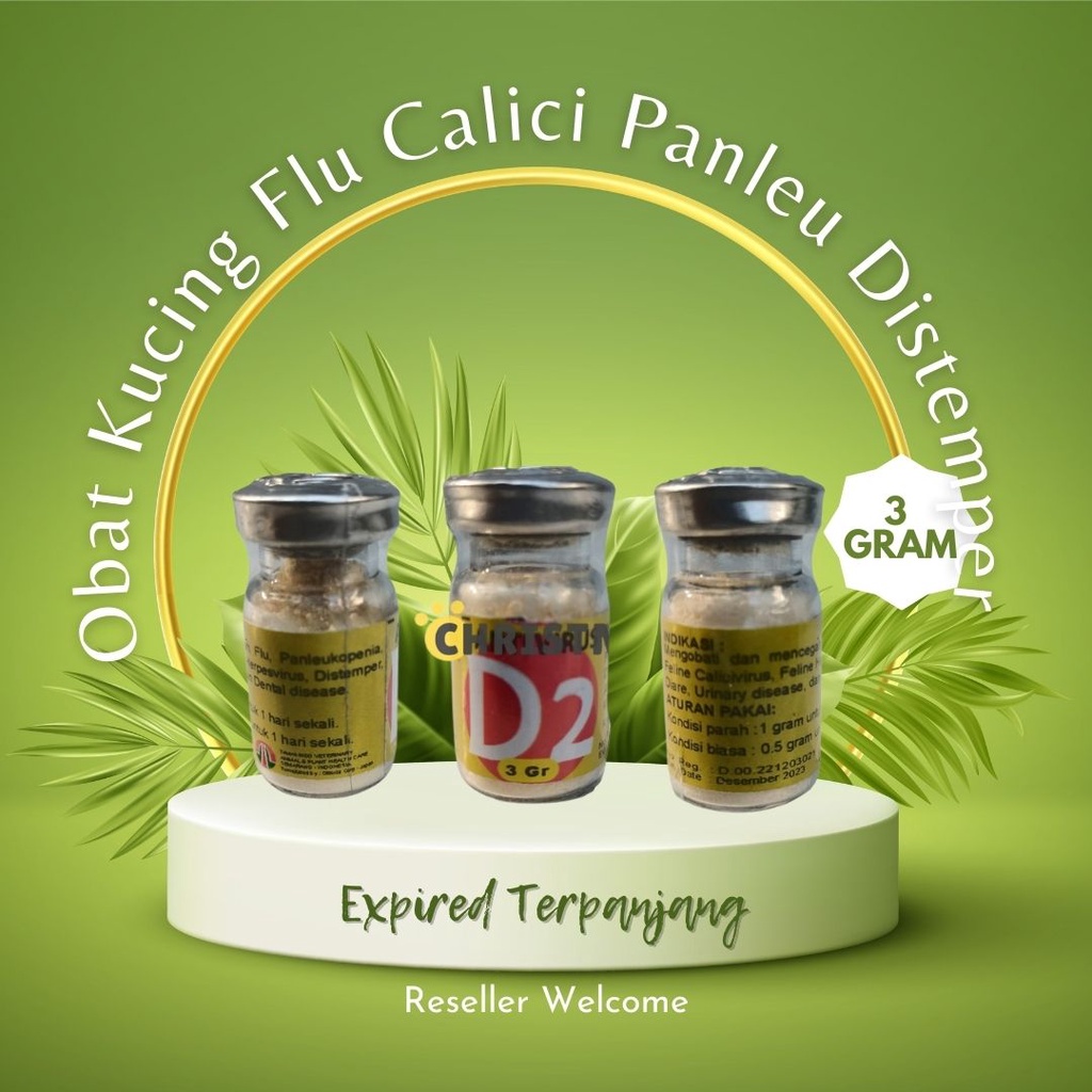 Evo D2 Cat 3 Gram Original - Obat Kucing Flu Calici Panleu Distemper Kitten ANTI VIRUS
