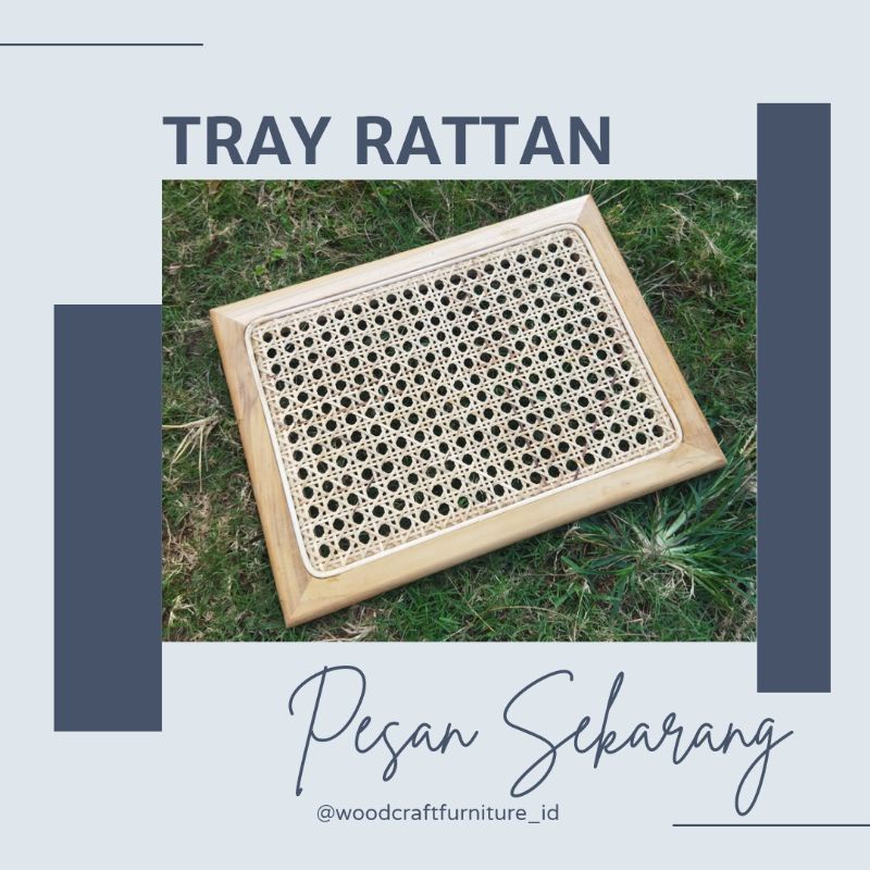 	 NAMPAN KAYU JATI ROTAN TRAY KAYU JATI ROTAN	