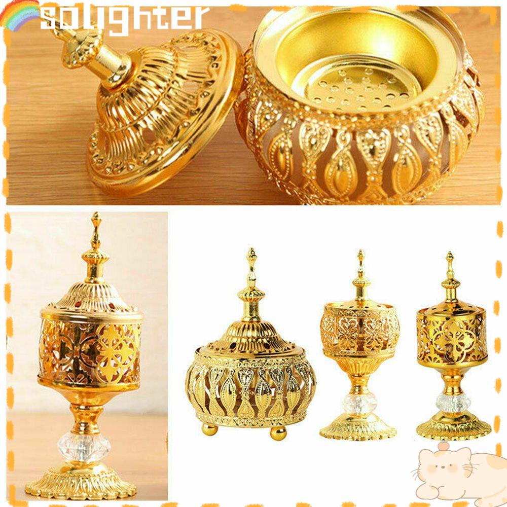 Solighter Arabian Incense Burner Emas Cendana Kerajinan furnishing Rumah Diffuser Craft Dekorasi