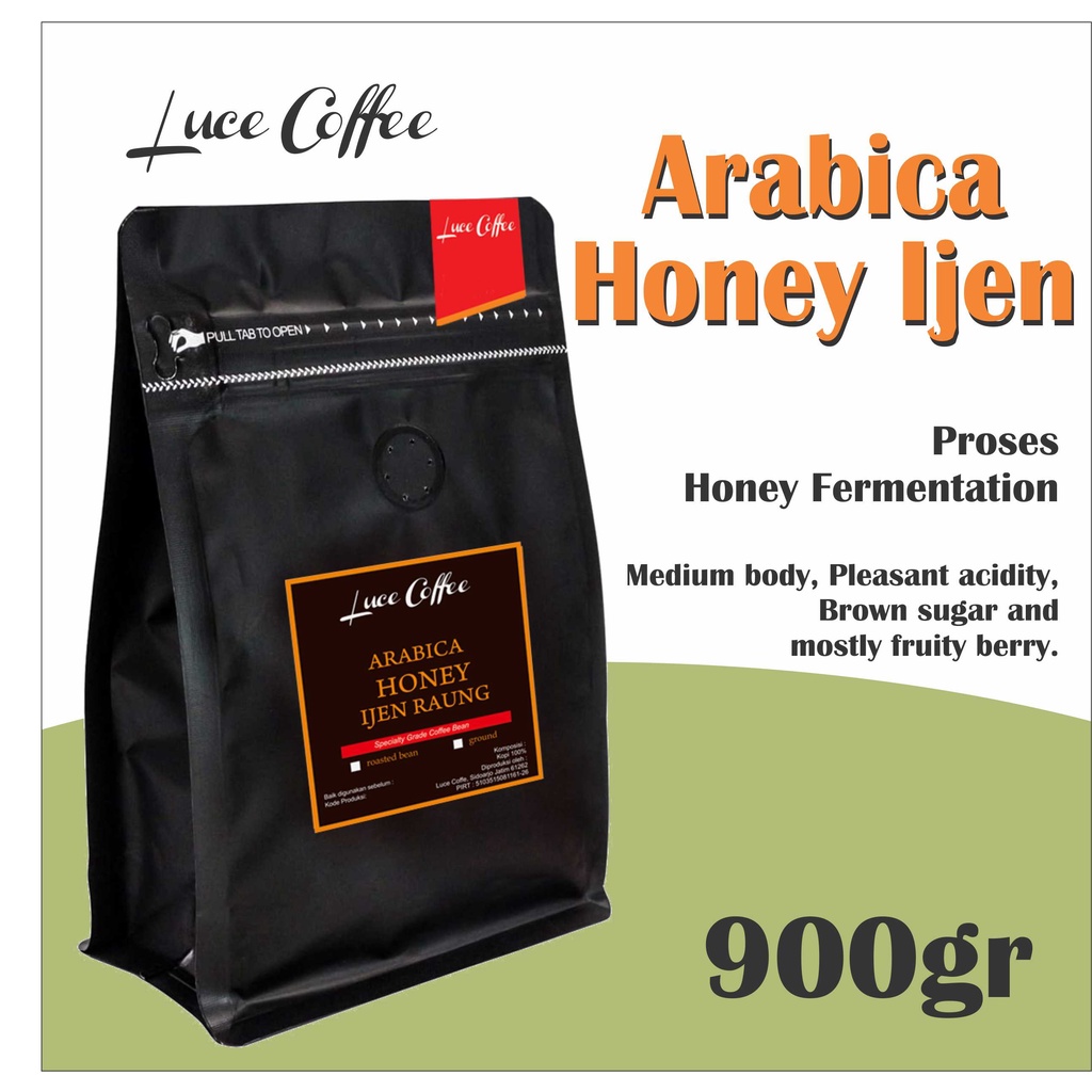 

Luce Coffee,Kopi Arabica HONEY Ijen Raung 900gr - Biji atau bubuk