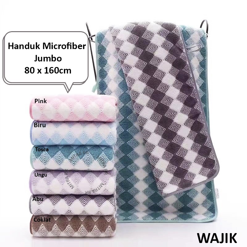 Handuk Mandi Microfiber Jumbo 80 x 160cm Handuk Dewasa Halus Jumbo Motif
