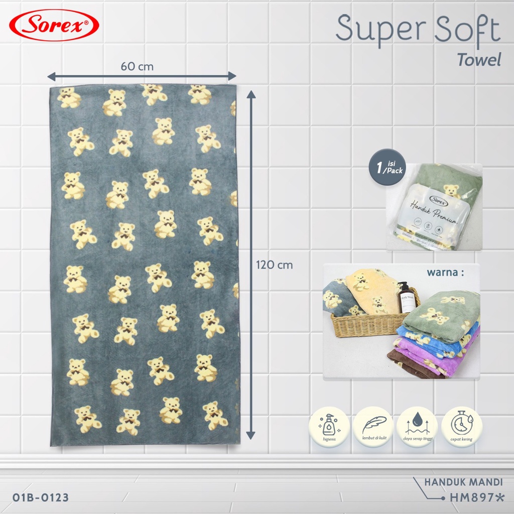 SOREX TOWEL HANDUK MANDI BAYI DAN BALITA / DEWASA MICROFIBER TOWEL LEMBUT DAYA SERAP TINGGI HM 884 HM 885 HM 893 HM 897