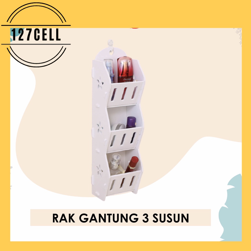 RAK Gantung 3  Dinding  Susun Rak Toilet Rak Kosmetik Hp dan Remote TV Tipe Vintage