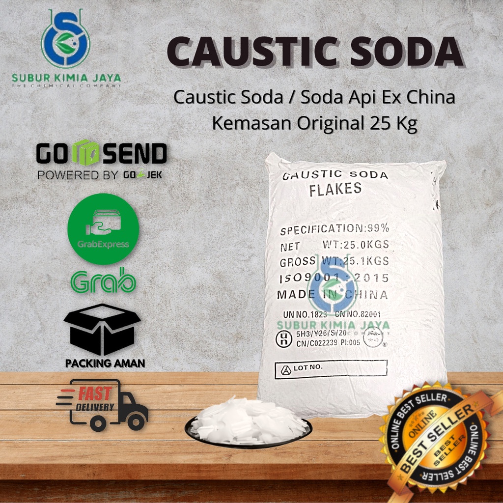 

Caustic Soda Ex China / Soda Api / NaOH / 25 Kg Khusus Kurir Instant Premium