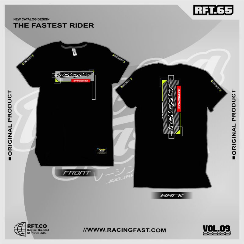 KAOS RACINGFAST SYNDICATE - BAJU RACING TERBARU - T-SHIRT RFT.65 (Sablon Merah kuning)  - DISTRO RAC