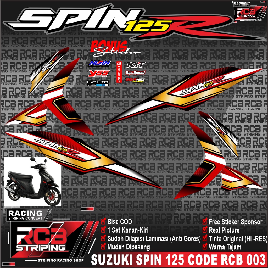 Striping Spin 125 R - Sticker Striping Variasi Motor Spin 125 R Motif Racing stiker spin 125 Rcb 003