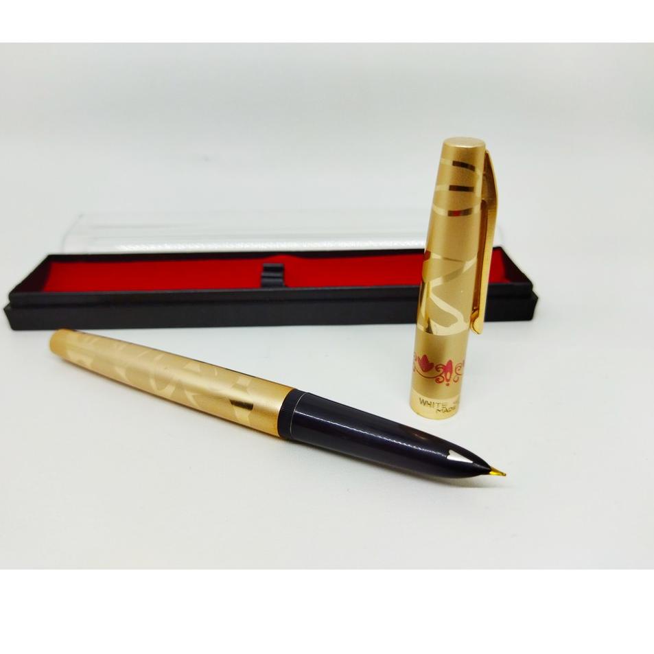 

Obral Belanja Fountain Pen Gold White Feather Pena pulpen Tinta Gold Feather Pena isi ulang