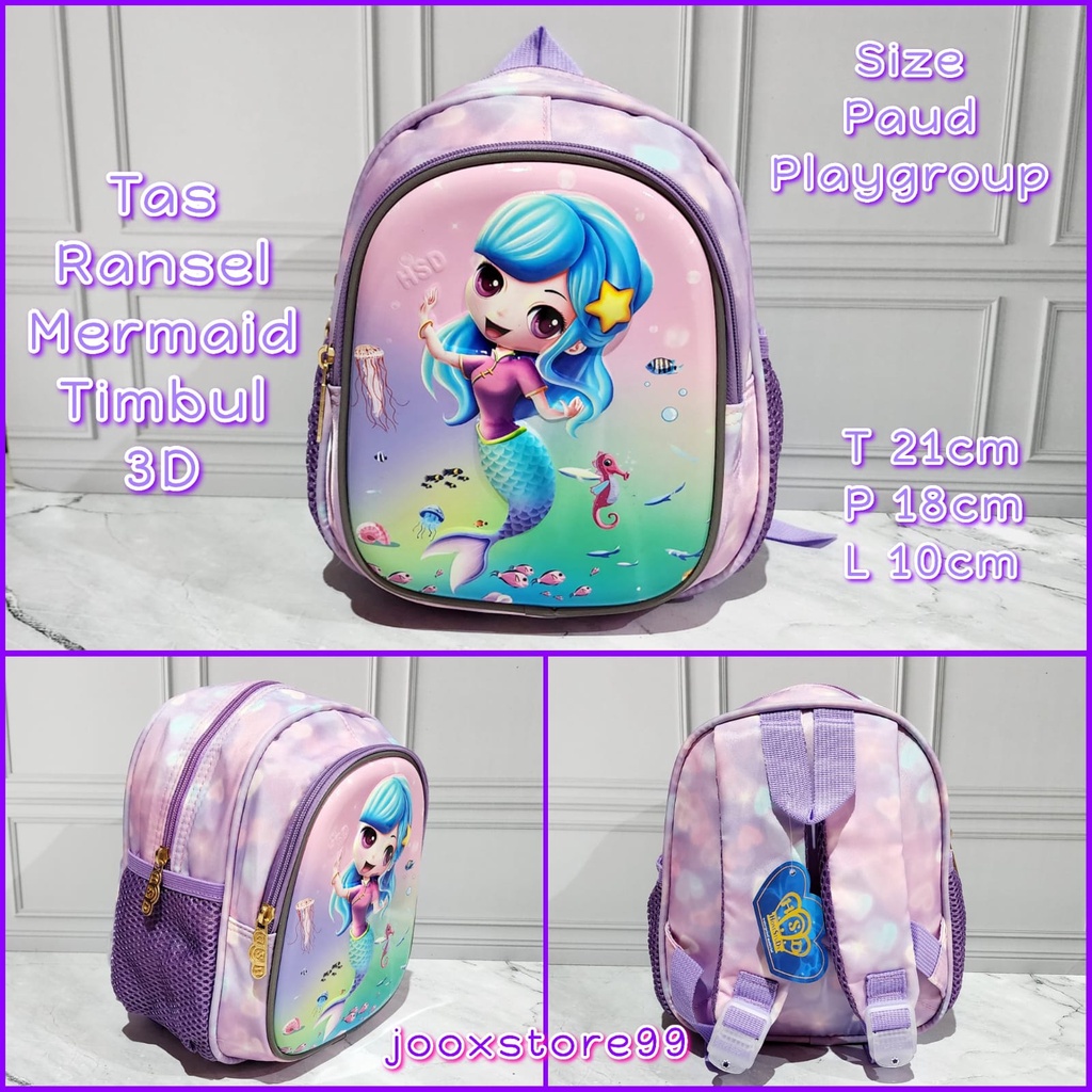 Tas Sekolah Ransel Anak Playgroup / Paud Motif Timbul 3D Glossy Tas Gendong Anak Import Backpack Anak Perempuan dan Laki - Laki