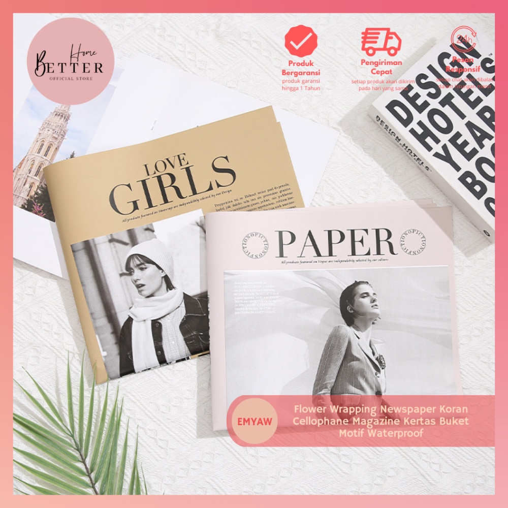 

Better Home - Flower Wrapping Newspaper Koran Cellophane Magazine Kertas Buket Motif Waterproof EMYAW