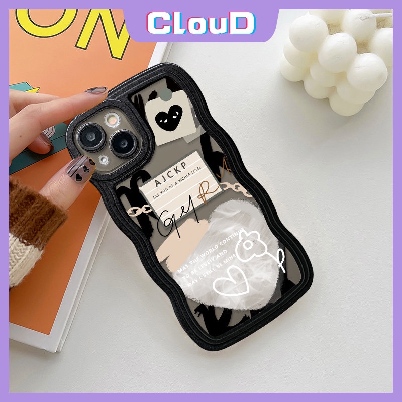 Ins Graffiti Cinta Hati Soft Case Samsung A13 A04 A03 A04s A52s A14 A12 A04E A02s A50 A20 A21s A11 A03s A32 A30s A31 A51 A33 A53 A22 A50s A23 A52 Comme des Garcons Wavy Edge Cover