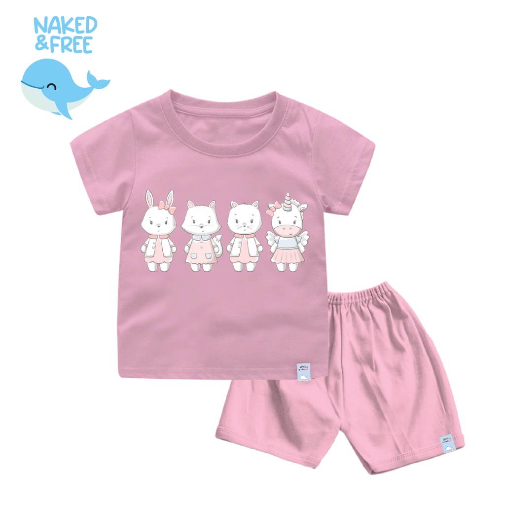 Naked&amp;Free - Kaos Setelan Bayi &amp; Anak Gambar Quartet - Bahan Katun Combed 30s Lembut &amp; Nyaman