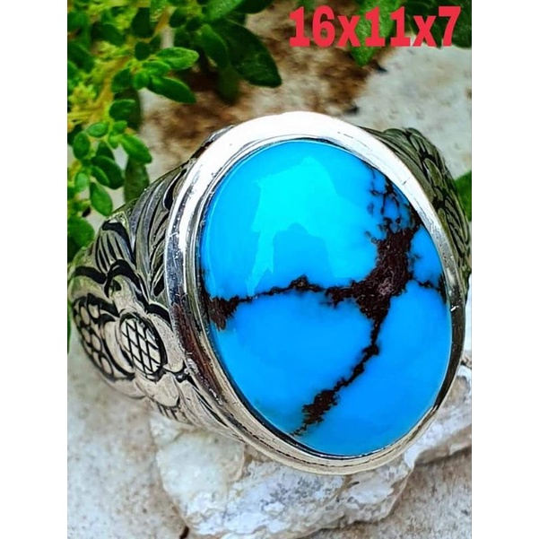 Pirus Urat Merah HQ Natural Ring Perak A366