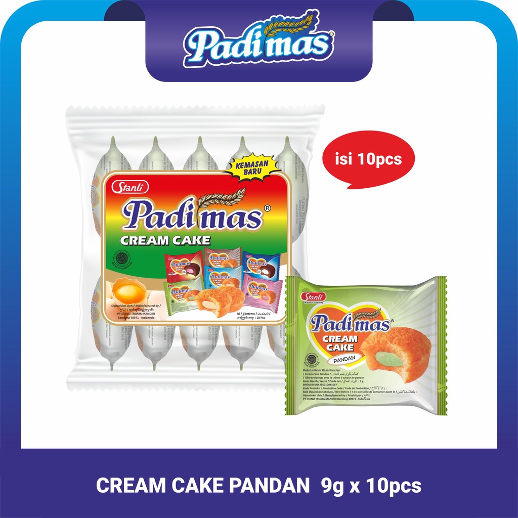 

Padimas Cream Cake Pandan, Bolu Isi Krim Rasa Pandan 9g - Ball isi 10pcs