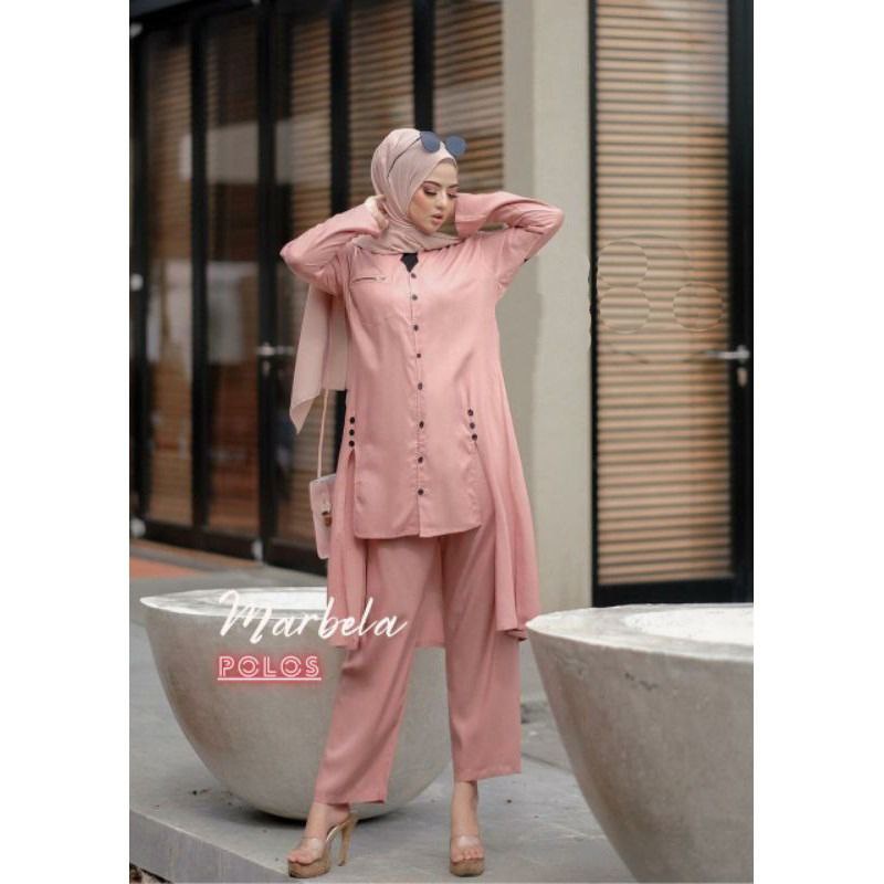 One Set Marbela Setelan Wanita Bahan Rayon Busui Kancing Depan